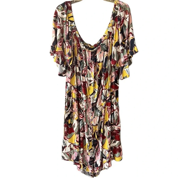 Torrid 3X Autumnal Floral Short Romper Boho Festival Off Shoulder - Picture 1 of 12